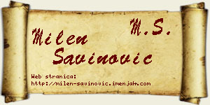 Milen Savinović vizit kartica